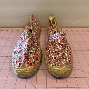 Sam Edelman Verona Canvas Floral Espadrille Slide Loafer Red Pink Size 9